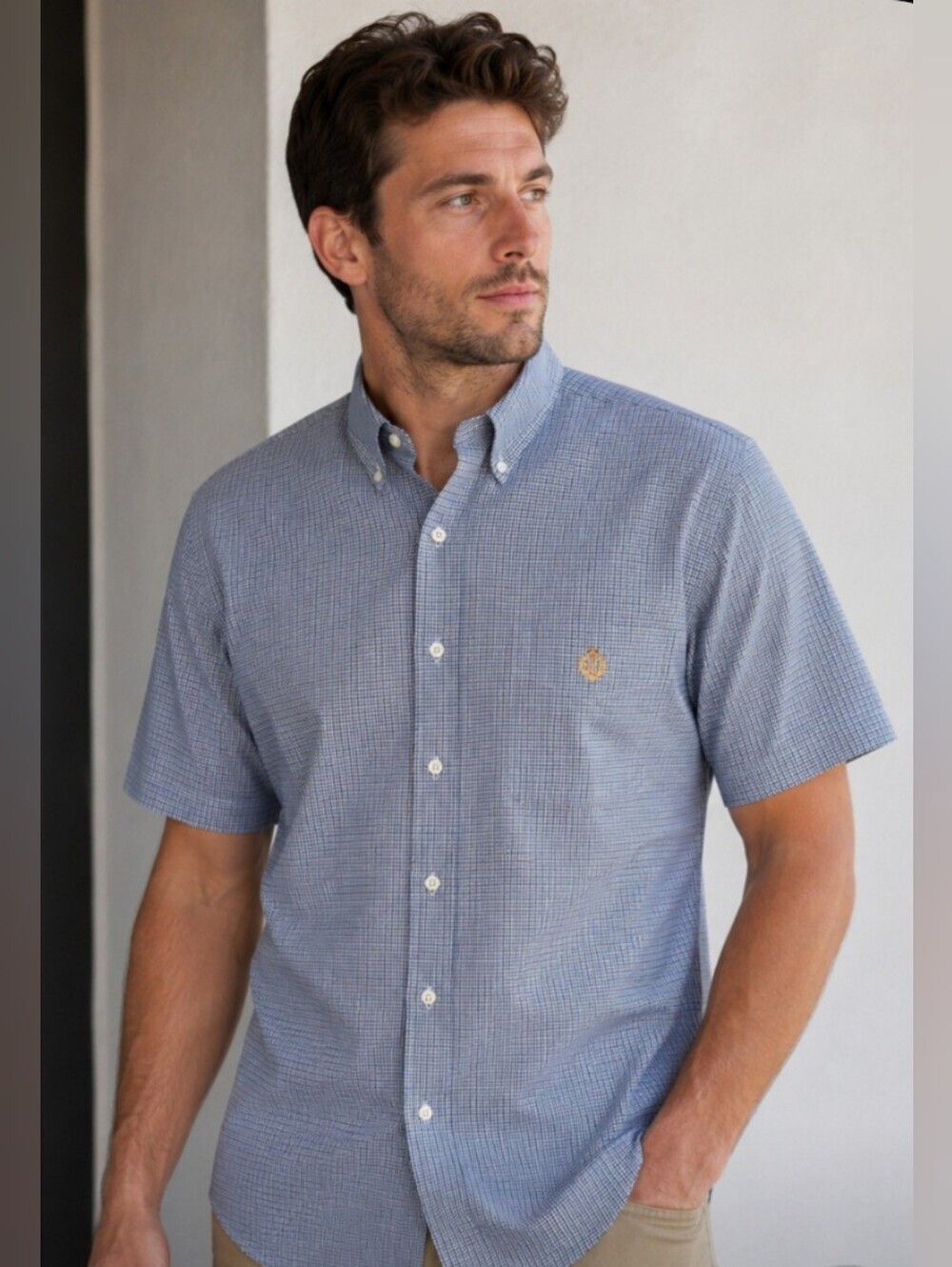 Lauren Ralph Lauren Mens Size Medium Short Sleeve Button-Down Shirt 100% Cotton
